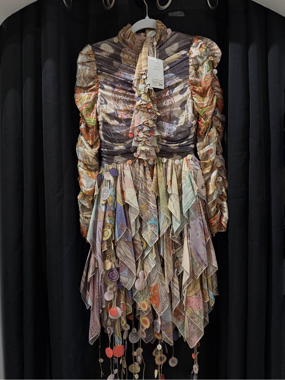 Zimmermann Multi-Color Printed Ruffle Midi Dress - Picture 1 of 4